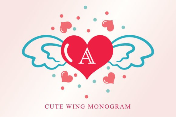 Cute Wing Monogram: A Playful Font for Valentine's and Beyond
