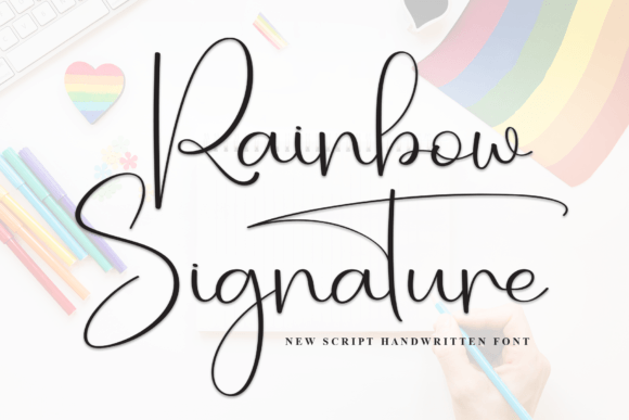 Rainbow Signature: The Handwritten Font with Blooming Elegance